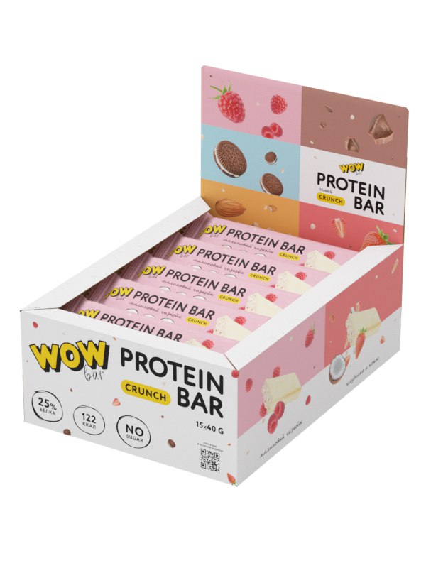 Батончик Wowbar Crunch Primecraft 40 гр Клубника