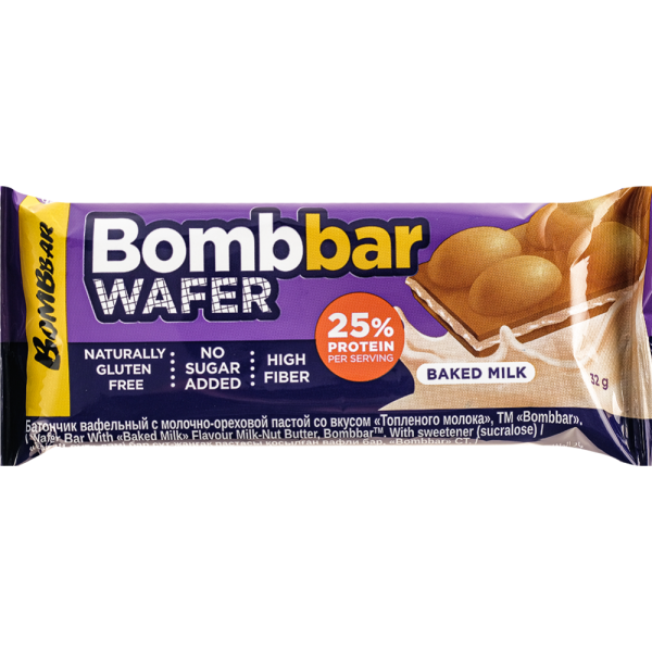 Bombbar Батончик вафельный с молочно-ореховой пастой 32г