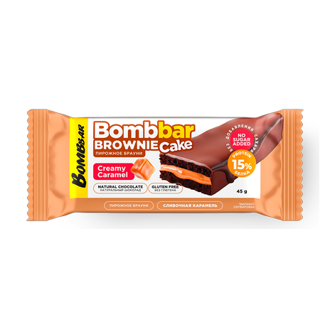 BOMBBAR Пирожное протеиновое глазированное с начинкой со вкусом "Сливочная карамель" 45г