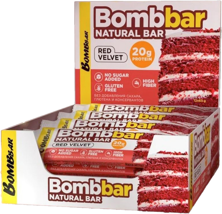 Протеиновый батончик Bombbar 60г Красный бархат
