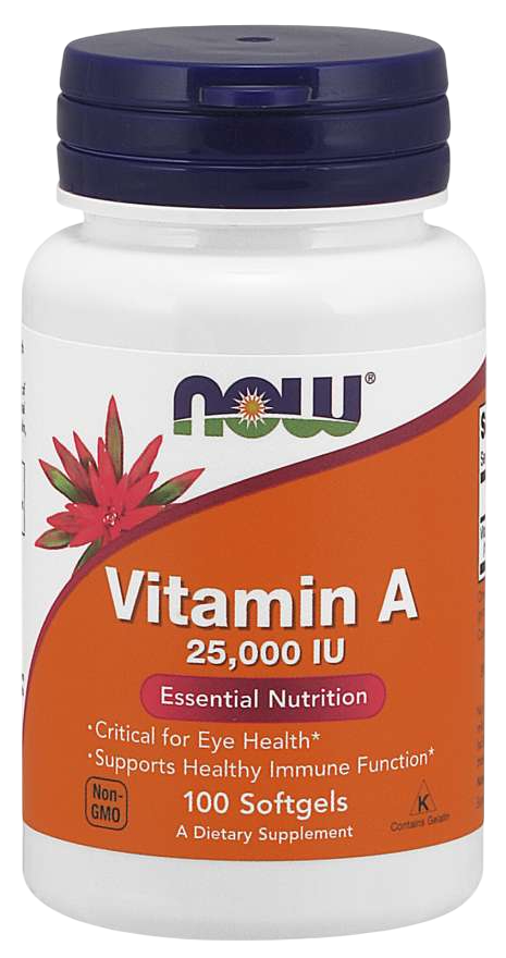 Витамин А NOW Vitamin A-25000 Iu 100 Softgels